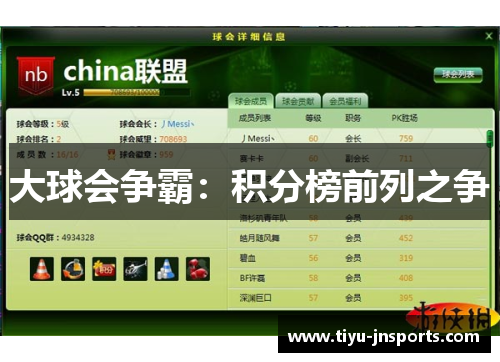 大球会争霸：积分榜前列之争